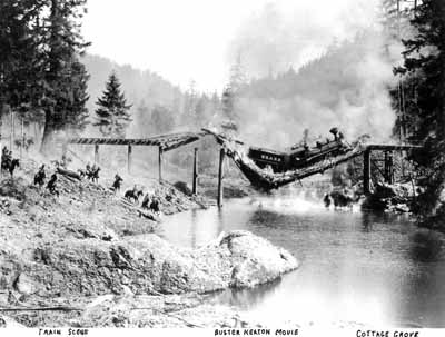 Photo from the train-wreck scene in Buster Keaton's "The General"