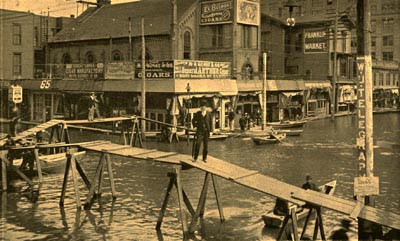 This image of Sixth Street in downtown Portland is from a postcard mailed in 1909, just 15 years after the flood.