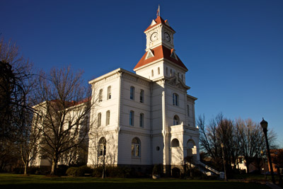 Benton County Courthouse in Corvallis, Oregon, on a clear winter day in 2009.