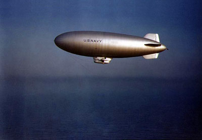 Rare color image of a K-Series airship on patrol during World War II.