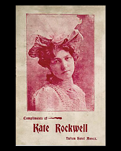 Another of the calling cards Klondike Kate handed out during performances, this one showing her looking rather more serious.