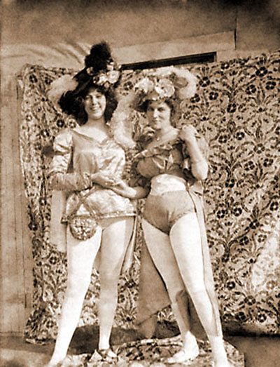 Kitty Rockwell, aka Klondike Kate, poses for a photo with a colleague in one of the ladies' hotel accomodation in Dawson City.