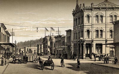 An Astoria, Oregon, street scene from 1887.