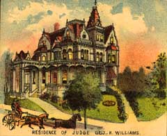 A color lithograph of George and Kate Ann Williams’s Victorian  mansion, located at 18th and Couch streets downtown.