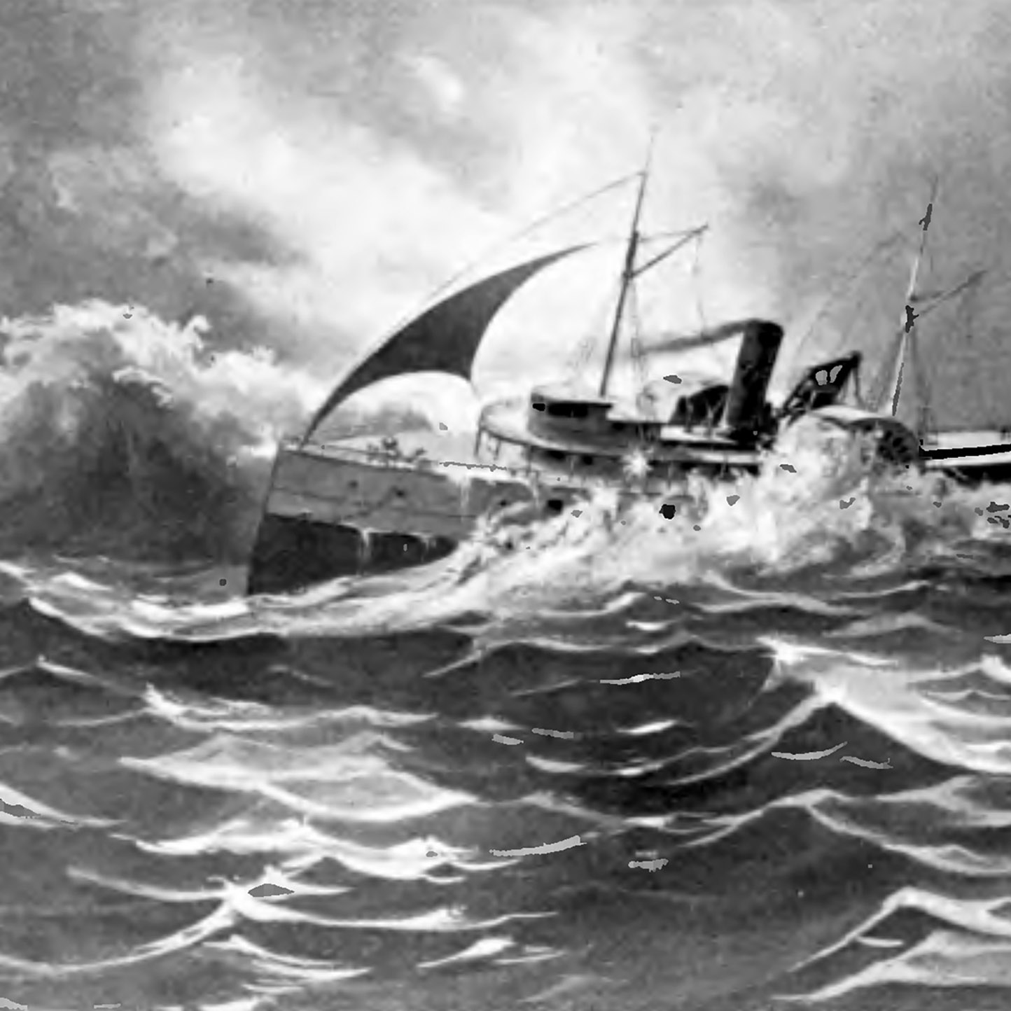 Palatial riverboat caught in hurricane on open sea